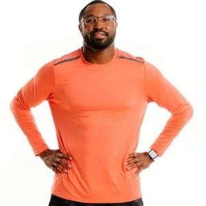 Zyia Active Men's Long Sleeve Mesh Shirt - Coral Peach Orange Size M Medium